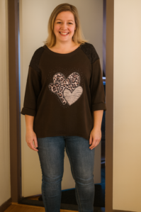 Dames sweater bruin met pailetten